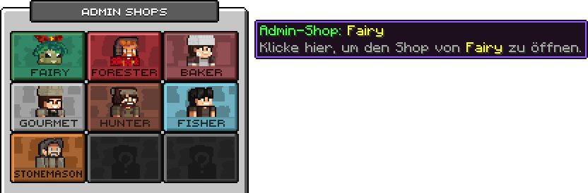 Admin-Shop-Übersicht mit sieben Händler-Kacheln