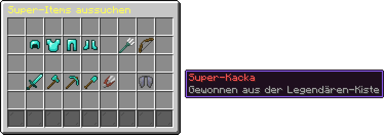 Menü Super-Items aussuchen mit zwölf Super-Items zur Auswahl