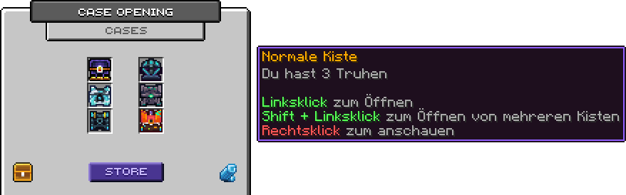 Kistenmenü mit den sechs aktuellen Kisten, Meine Kisten unten links, Kisten kaufen in der Mitte und Kristall-Anzeige unten rechts