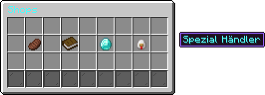 Händler-Auswahl mit Wirt, Alchemist, Spezial Händler und Beschwörer